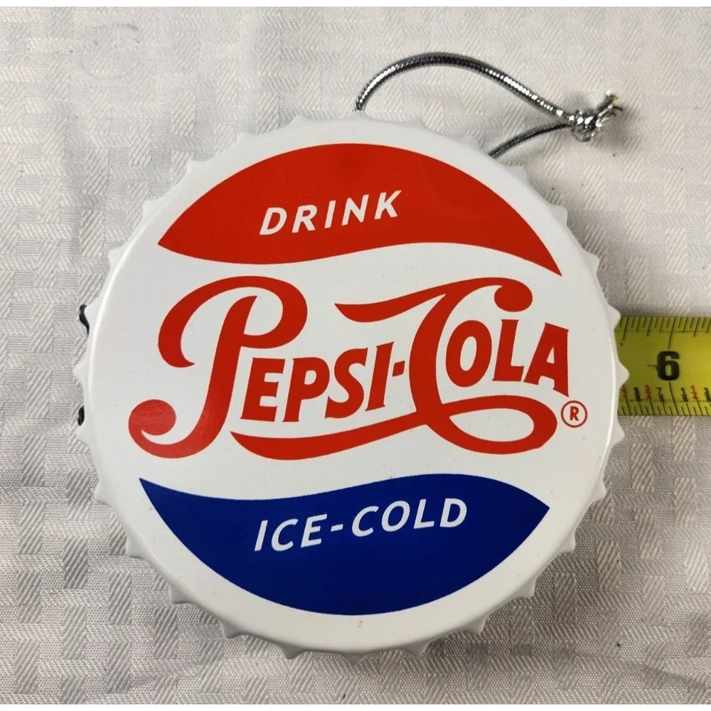 Retro Pepsi Metal Bottle Cap Wall Decor – White Novelty Bar Sign –Ornament 5" - Picture 3 of 3